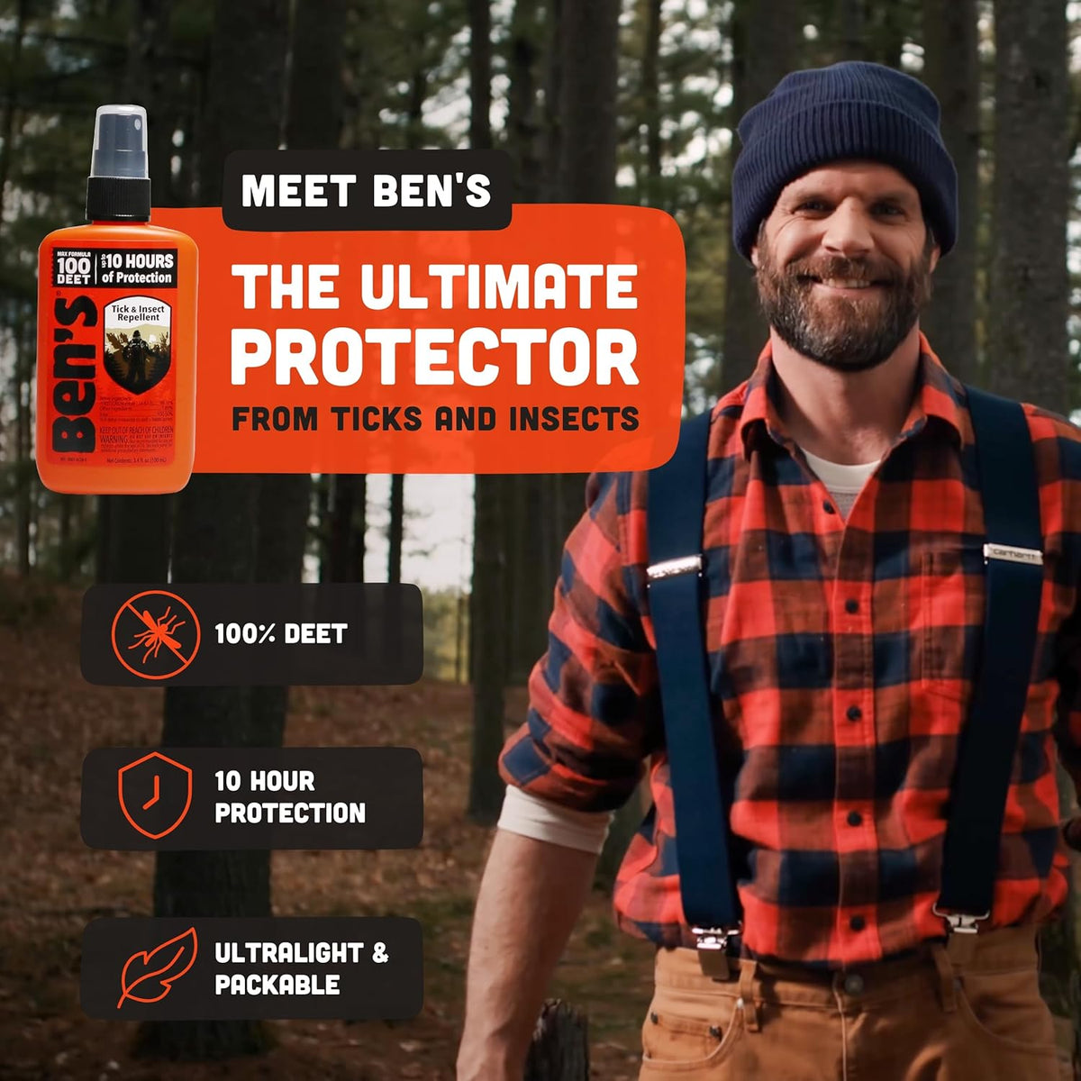 Ben's 100 Tick & Insect Repellent - Alcohol-Free DEET Insect Repellent Pump Spray - Offers 10 Hours of Protection for Adults & Children -3.4 Fl Oz (2