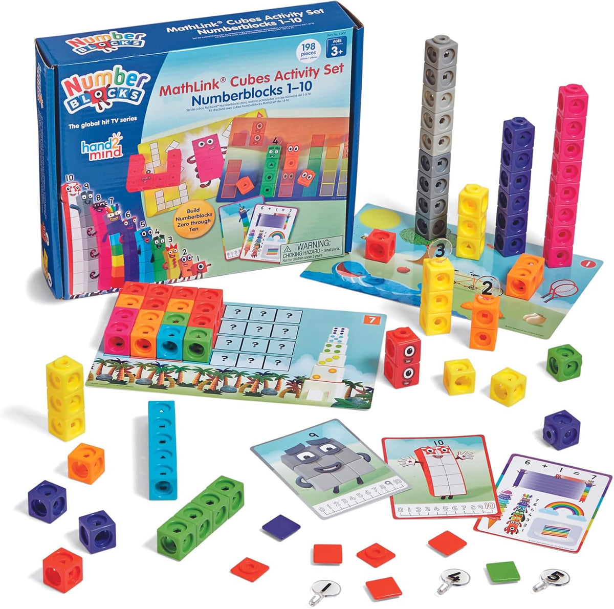 hand2mind MathLink Cubes Numberblocks 1-10 Activity Set, 30 Preschool Learning Activities, Counting Blocks, Linking Cubes, Educational Toys for Kids