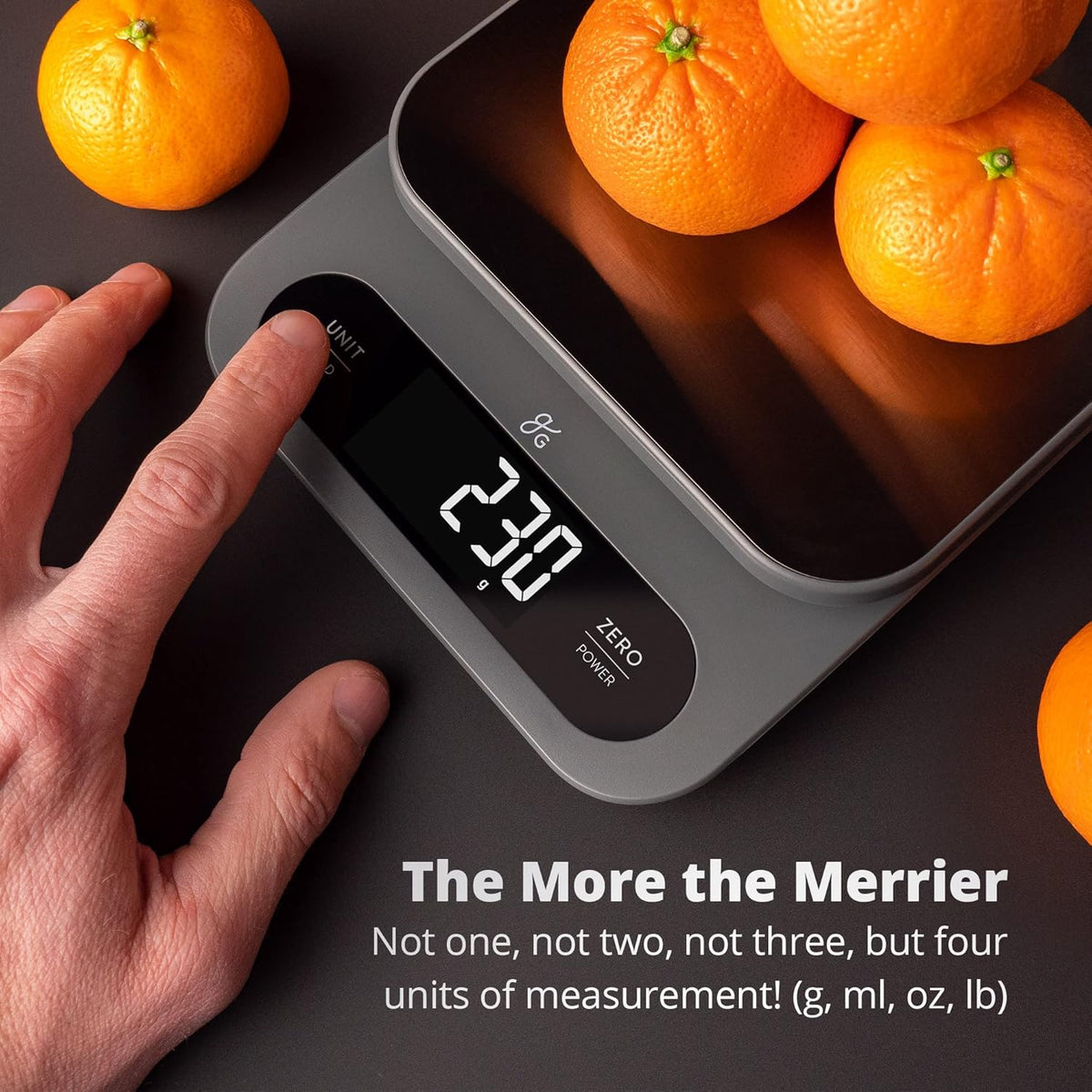 Greater Goods Digital Food Scale for Kitchen & Baking, 10kg/22lb High-Capacity Weight Scale with 1g Precision, Stainless Steel Platform, Hi-Def LCD