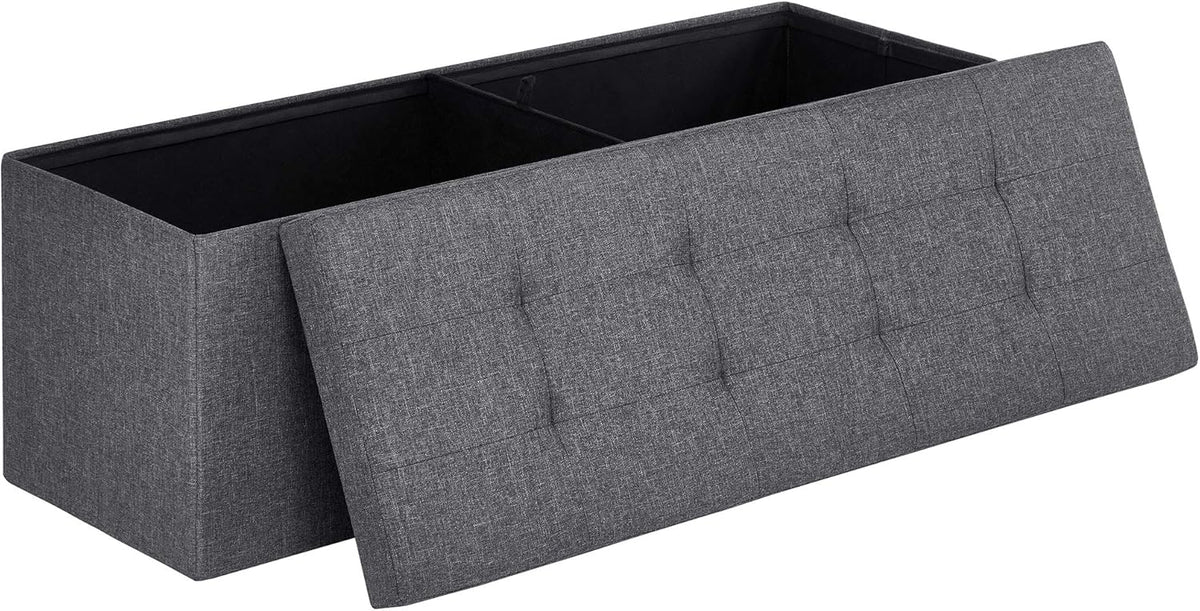 SONGMICS MAZIE Collection - 43 Inches Folding Storage Ottoman Bench, Ottoman Foot Rest, End of Bed Bench, Storage Chest, Load 660 lb, for Living