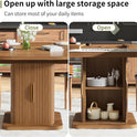 Extendable Round Dining Table for 4-6-8, 59 Inch Dining Room Kitchen Table with Storage, Fluted Wood Slide Door, Modern Oval Circle Dinner Furniture