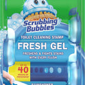 Scrubbing Bubbles Fresh Gel Toilet Bowl Cleaning Stamps, Helps Keep Toilet Clean and Helps Prevent Limescale & Rings, Rainshower Scent, 1 Dispenser