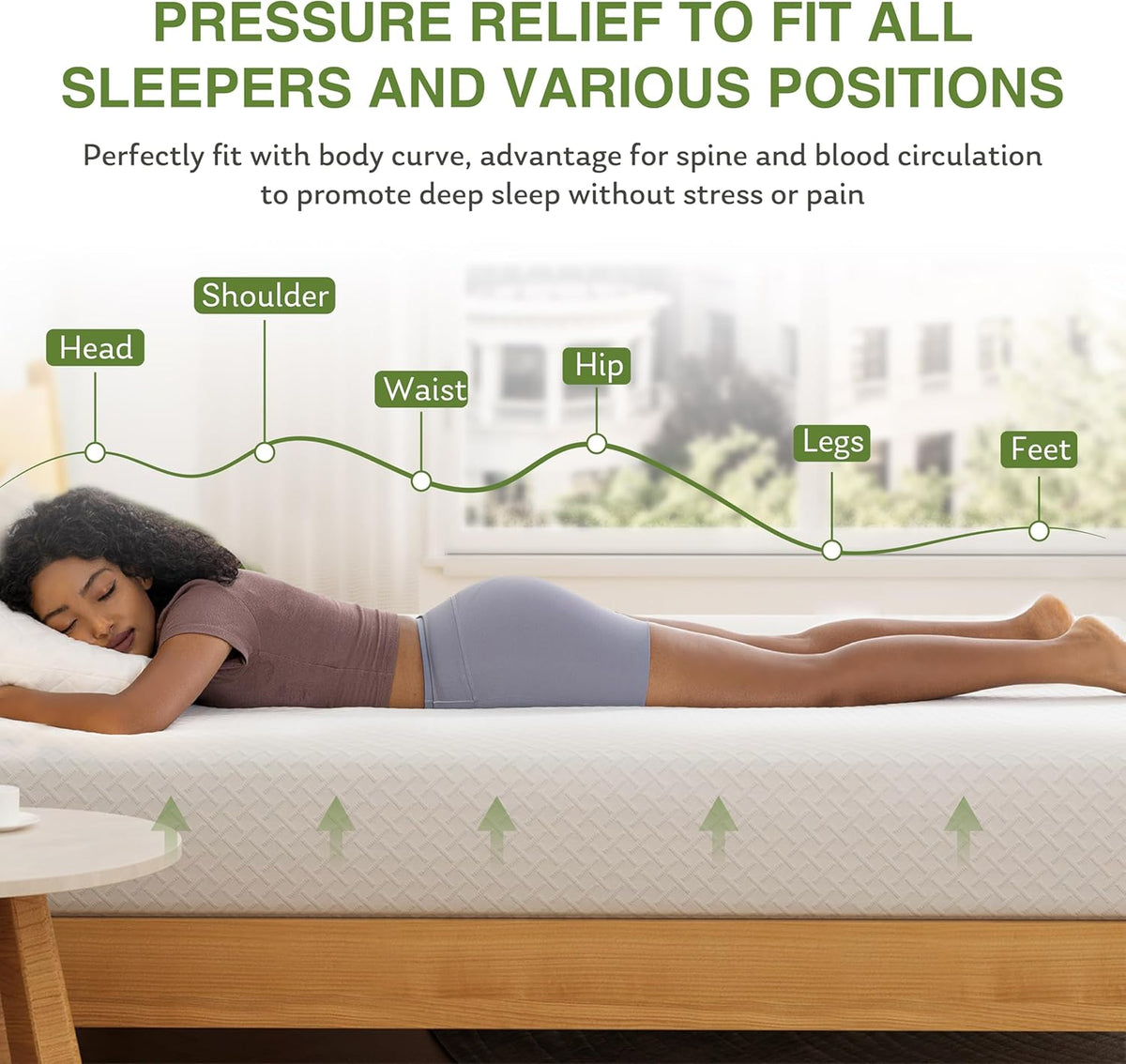 EGOHOME 10 Inch Queen Mattress, Memory Foam Mattress in a Box with Cooling Green Tea Gel, Relieve Pressure with Medium Support, CertiPUR-US