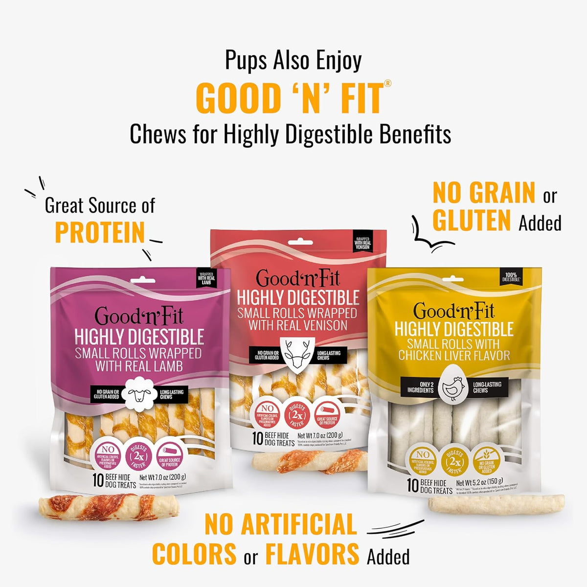 Good ‘n’ Fun Triple Flavor Kabobs Chews for All Dogs, 24 Ounces, Treat Your Dog to Chews Made from Beef Hide, Real Chicken, Pork Hide, Duck and