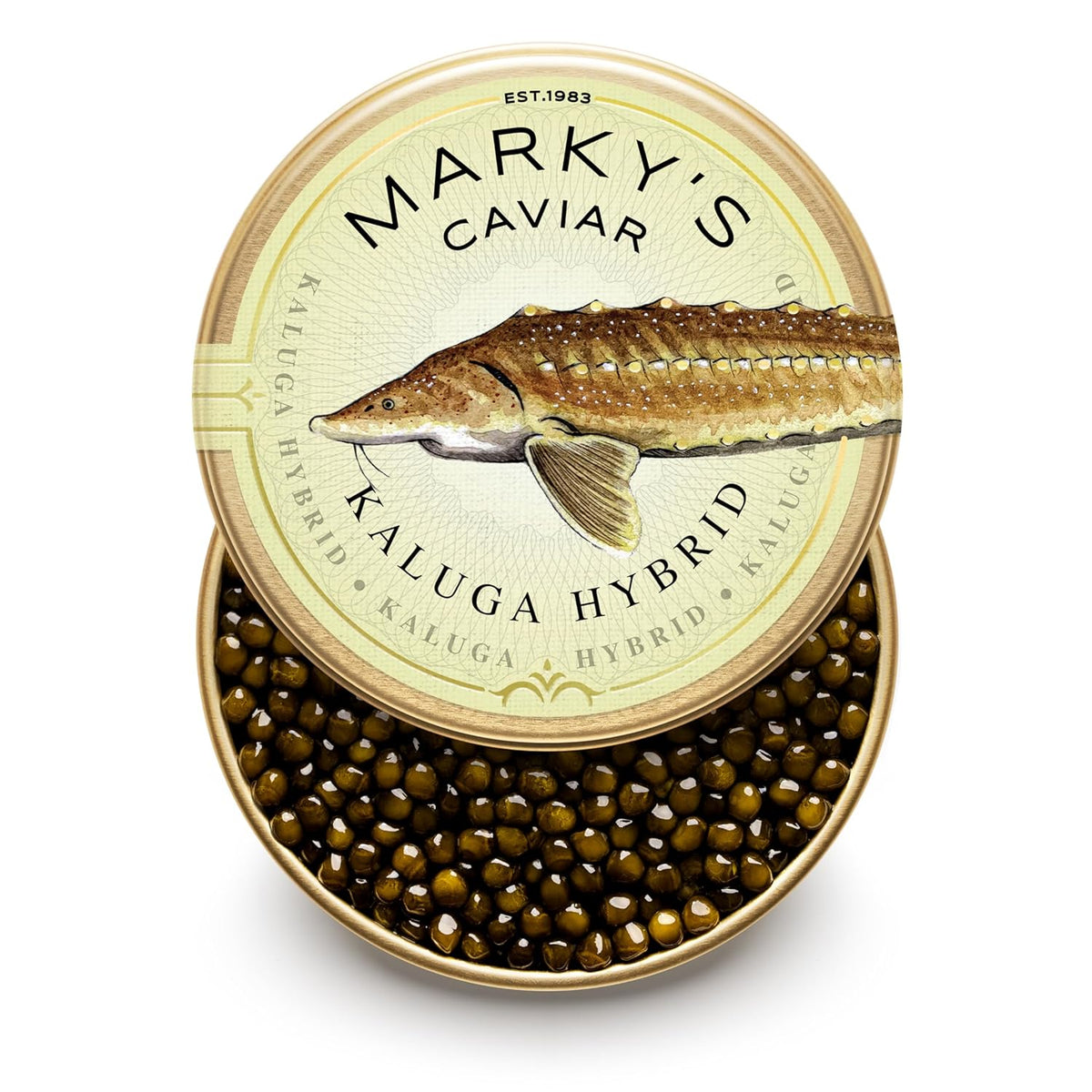 MARKY'S Kaluga Hybrid Black Sturgeon Caviar – 1 oz / 28 g – Malossol Kaluga Hybrid Black Roe