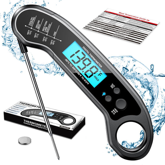 Meat Thermometer Digital, Instant Read Meat ThermometerI for Grill and Cooking, Waterproof Food Thermometer for Kitchen and Outside, BBQ, Turkey