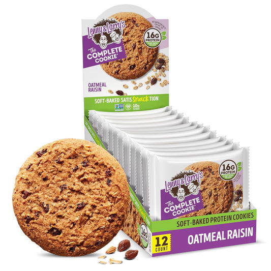 Lenny & Larry's Complete Protein Cookie, [Oatmeal Raisin], Chewy Soft Baked, 16g Plant Protein, Vegan, Non-GMO, High Fiber, [4 Ounce] Cookie (Pack of