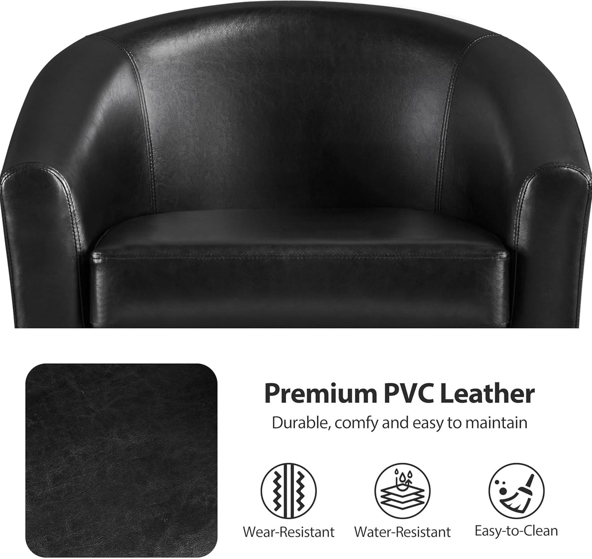Yaheetech Barrel Chairs Set of 2, Faux Leather Club Armchairs, PU Leather Accent Chairs with Soft Padded Seat for Living Room Bedroom Waiting Reading