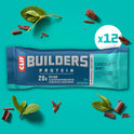CLIF BUILDERS Protein Bars - Chocolatey Mint - 20g Plant Based Protein - Gluten Free - Non-GMO - Low Glycemic - No Artificial Sweeteners - 2.4 oz