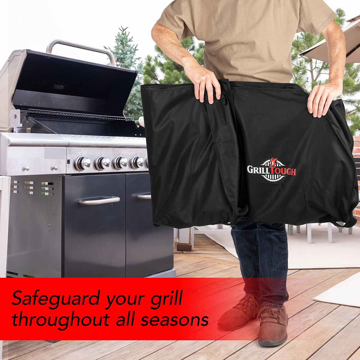 Heavy Duty BBQ Grill Cover for Outdoor Grill, 58 Inch – Waterproof, Weather Resistant, UV & Fade Resistant with Adjustable Straps – Gas Grill Cover