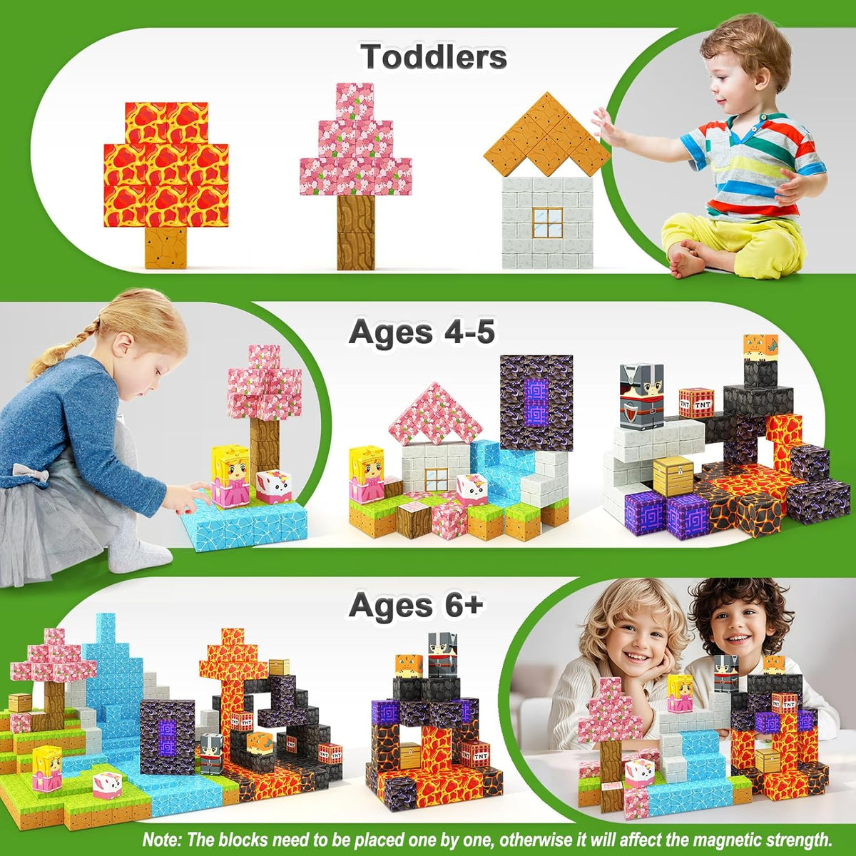 Magnetic Blocks - Build Mine Magnet World Magic Portal Set, Magnetic Tiles Building Blocks Toddler Toy STEM Sensory Outdoor Toys for 3+ Year Old Boys
