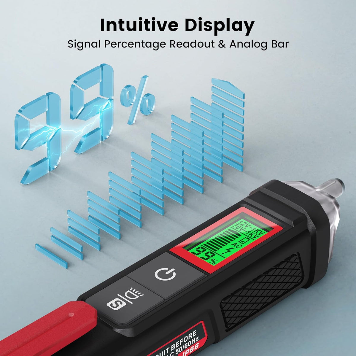 KAIWEETS Voltage Tester/Non-Contact Voltage Tester with Signal Percentage, Dual Range AC 12V/70V-1000V, Live/Null Wire Tester, Electrical Tester with