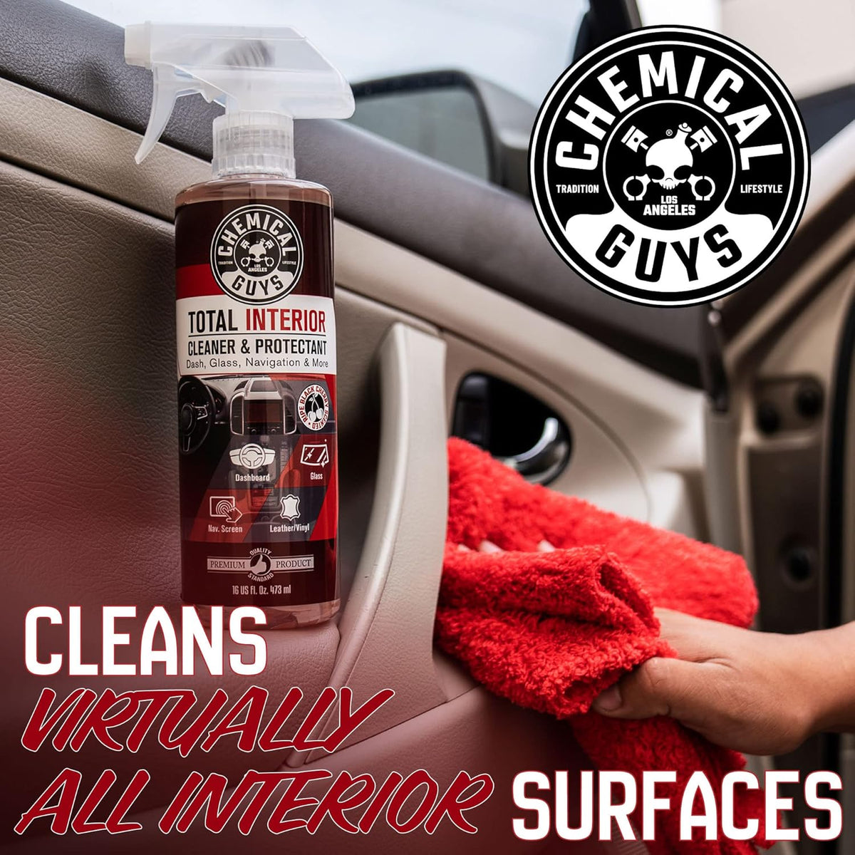 Chemical Guys Total Interior Cleaner & Protectant - Black Cherry, Car Cleaning Spray, Cleans and Protects Leather, Vinyl, Plastic, Rubber, and Glass