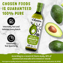 Chosen Foods Avocado Oil, 16.9 Fl Oz - All Purpose Cooking Oil made from 100% Pure Avocados - Non-GMO, Gluten-Free, Keto Friendly, Glyphosate Free
