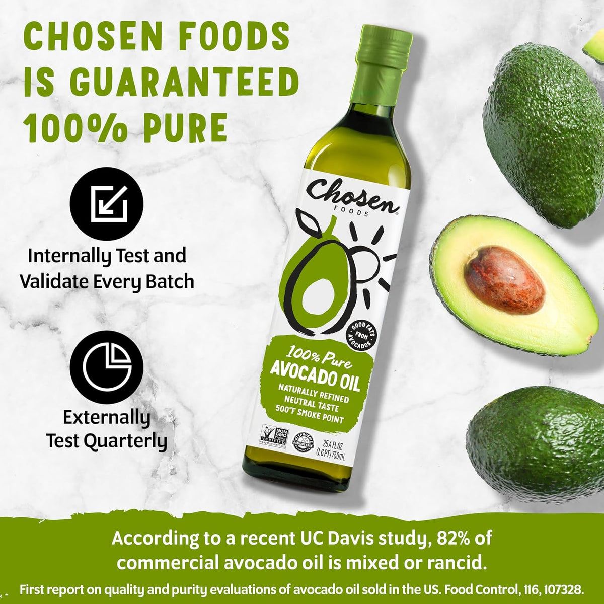 Chosen Foods Avocado Oil, 16.9 Fl Oz - All Purpose Cooking Oil made from 100% Pure Avocados - Non-GMO, Gluten-Free, Keto Friendly, Glyphosate Free