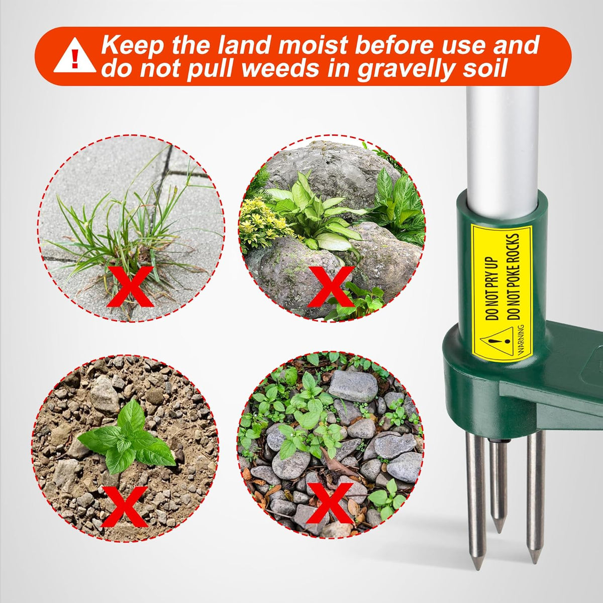 Walensee Weed Puller, Stand Up Weeder Hand Tool, Long Handle Garden Weeding Tool with 3 Claws, Hand Weed Hound Weed Puller for Dandelion, Standup