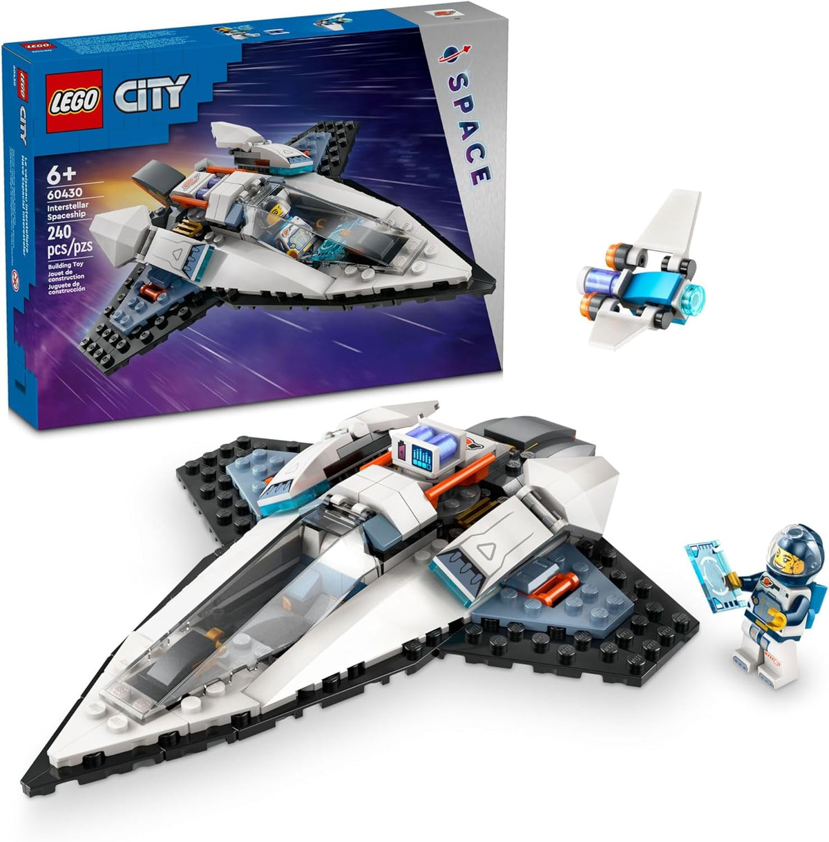 LEGO City Interstellar Spaceship Toy for Kids, Creative Play Space Toy, Building Set with Spacecraft Model, Drone, and Astronaut Figure, Building Toy