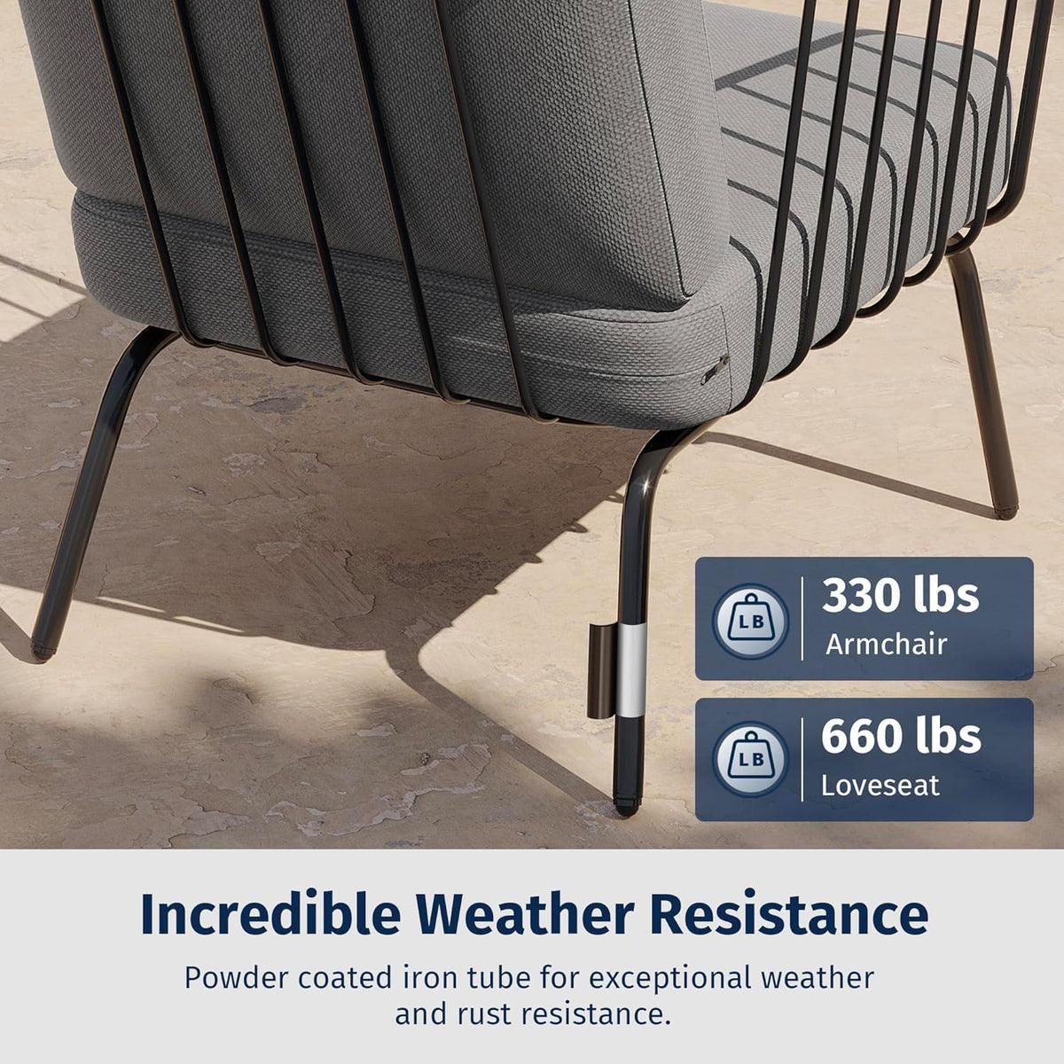 EAST OAK 4-Piece Plaza Patio Furniture Set, Outdoor Furniture for Balcony, Poolside, and Yard, with Thick Cushion Sofa and Coffee Table, Modern Patio