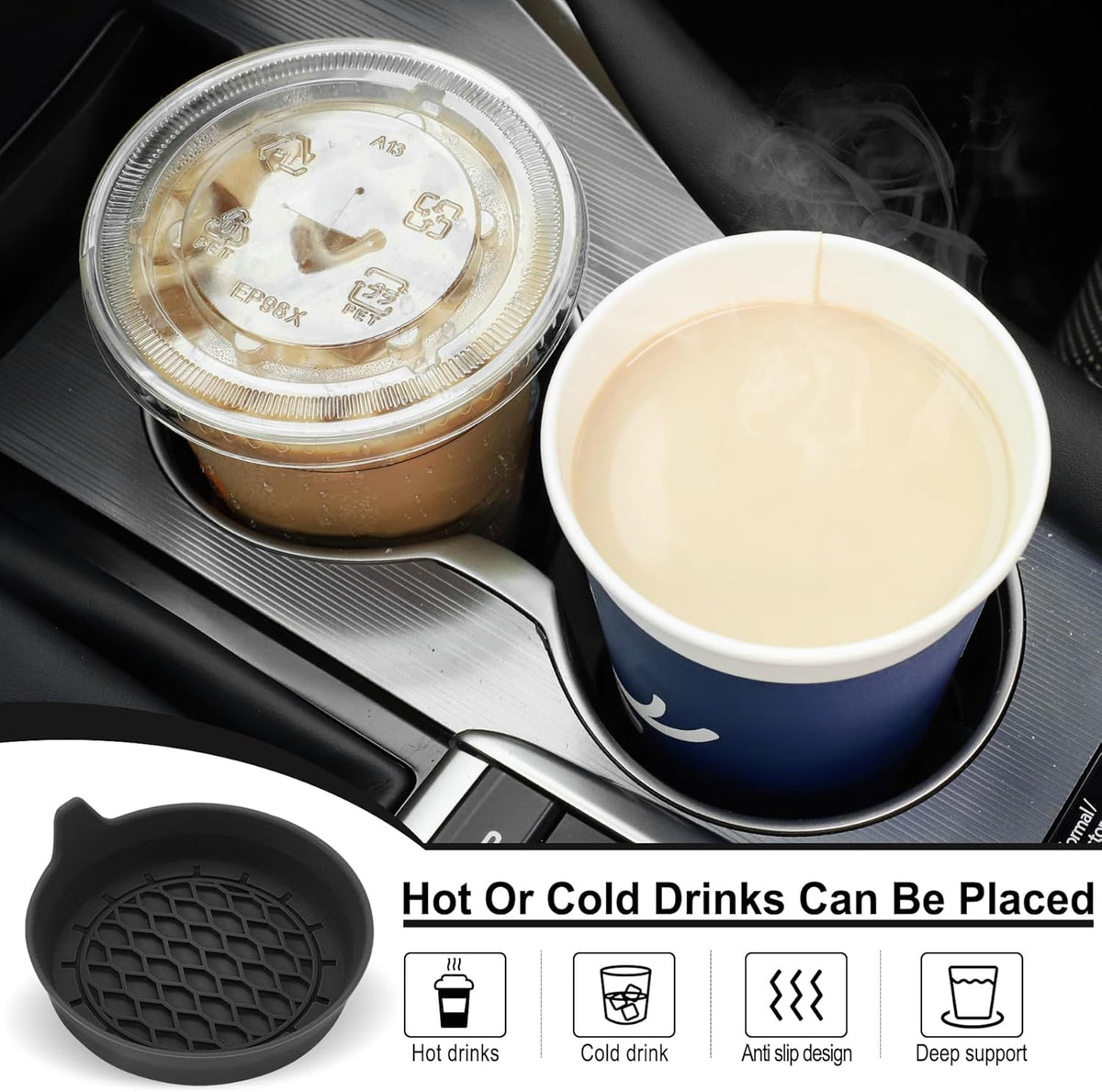 SINGARO Car Cup Holder Coaster, Silicone Cup Holder Insert, Universal Non-Slip Cup Holders, Car Accessories Interior for Women and Man Interior Sets