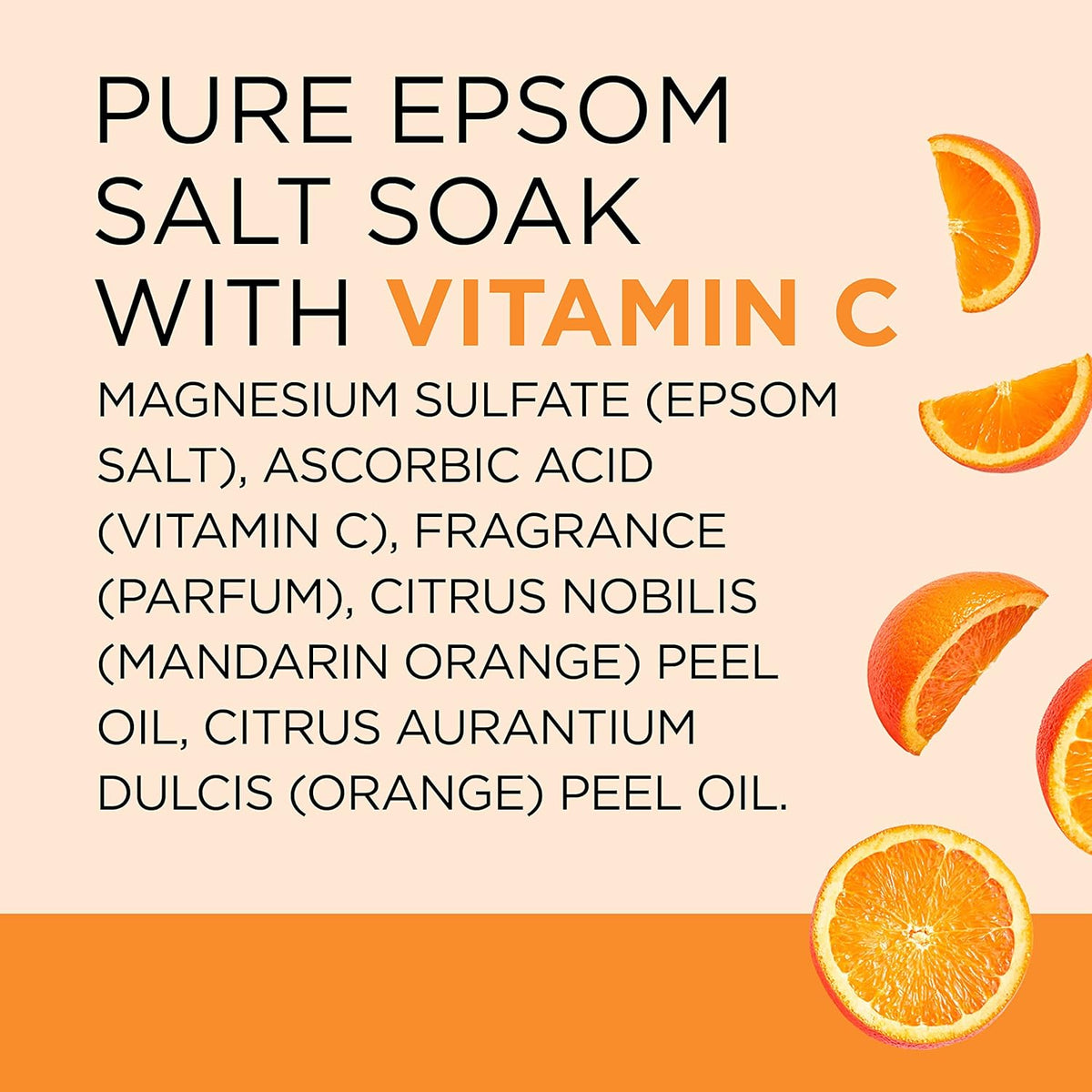 Dr Teal's Pure Epsom Magnesium Salt Soak, Glow & Radiance with Vitamin C & Citrus Essential Oils, 3 lbs