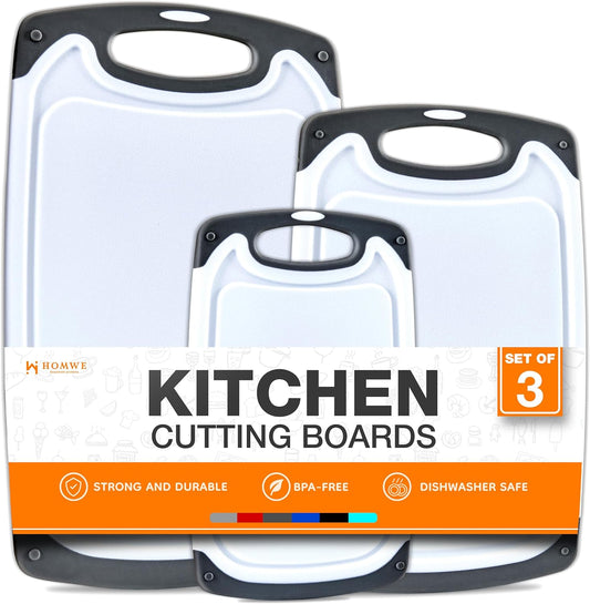 Cutting Boards for Kitchen - BPA-Free Chopping Board - Different Sizes & Non Slip Handles - Reversible, Large Cutting Board Set - Unique Gifts for