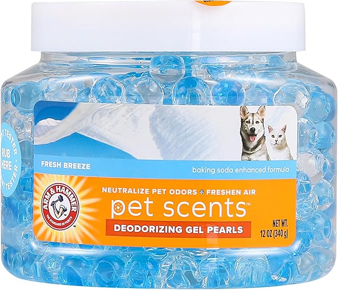 Arm & Hammer for Pets Air Care Pet Scents Deodorizing Gel Beads in Fresh Breeze | 12 oz Pet Odor Neutralizing Gel Beads with Baking Soda | Air