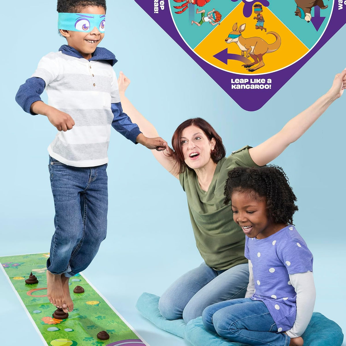Hasbro Gaming Don't Step in It! Preschool Game I Blindfolded, Poop Party Game | Spinner with 8 Fun Animal Moves | Ages 4+| 1+ Players I Funny Kids