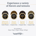 BESTER CAVIAR Royal Beluga Hybrid Sampler Set 1.05oz (30g) – Huso huso x Baerii Sturgeon Sampler Package – Caviar Serving Set with Mini Blinis (30