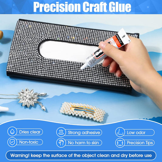 B-7000 Glue Clear for Rhinestone Crafts, Jewelry and Bead Adhesive B7000 Semi Fluid High Viscosity Glues for Clothes Shoes Fabric Cell Phones Screen