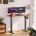 Claiks Electric Standing Desk, Adjustable Height Stand up Desk, 24x48 Inches Sit Stand Home Office Desk with Splice Board, Black Frame/Rustic Brown