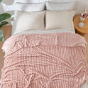NEWCOSPLAY Super Soft Throw Blanket Pink Premium Silky Flannel Fleece 3D Ribbed Jacquard Lightweight Bed Blanket All Season Use
