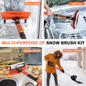 Car Snow Brush Snow Shovel Kit, 42'' Extendable Ice Scrapers and Snow Brushes for Car Windshield with Foam Grip 180° Pivoting Brush Head Snow