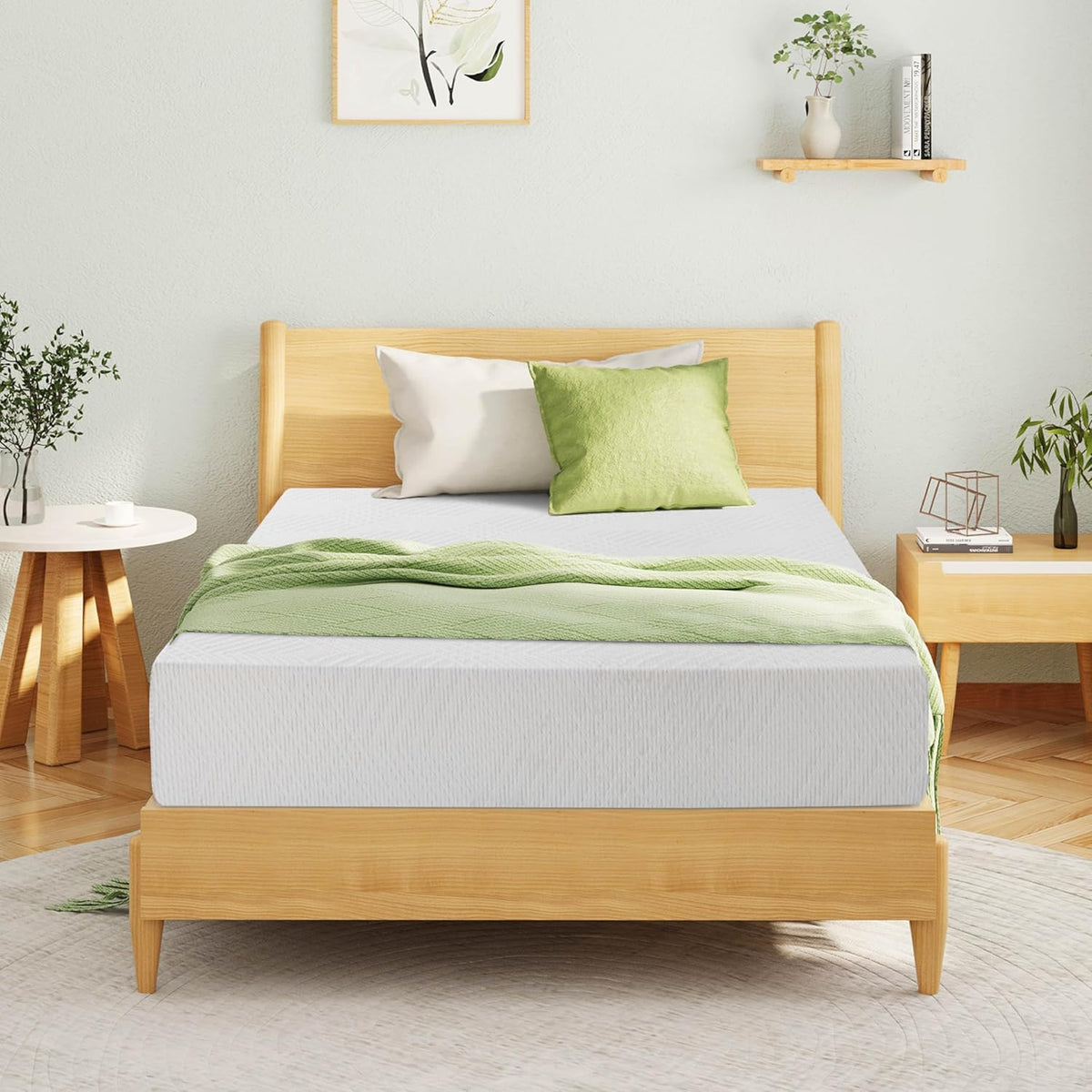EGOHOME Full Size Memory Foam Mattress, 8 Inch Bed Mattress in A Box with Cooling Green Tea Gel, Pressure Relief with Medium Firm Support