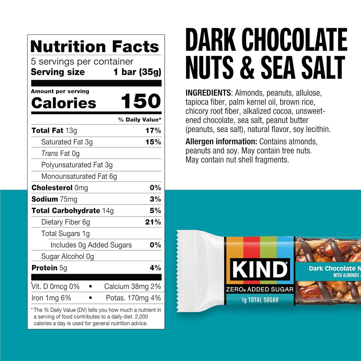KIND ZERO Added Sugar Bars, Variety Pack, Dark Chocolate Nuts & Sea Salt, Caramel Almond & Sea Salt, Peanut Butter Dark Chocolate, Keto Friendly