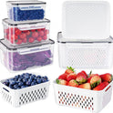 Freshmage Fruit Storage Containers for Fridge with Removable Colander, Airtight Food Storage Container, Dishwasher Safe Produce Saver for