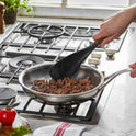 STAUB Multifunction Spatula Spoon, Great for Both Cooking and Serving Durable BPA-Free Matte Black Silicone, Acacia Wood Handles, Safe for Nonstick