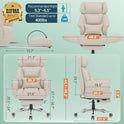 GABRYLLY Office Criss Cross Chair with Footrest, Big and Tall Executive Chair with Wide Seat,Reversible Armrest,Wheels, Lumbar Pillow and