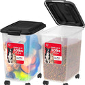 IRIS USA Dog Food Storage Container, 2 Pack, Up to 30 lbs Each, Airtight Seal for Freshness, Wheels for Rolling, Easy One Hand Opening, Made in USA