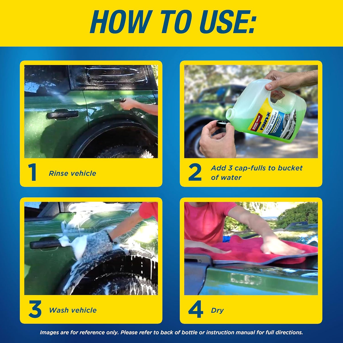 Rain-X 620191 Foaming Car Wash - 100 fl oz. High-Foaming, Concentrated Formula for Greater Cleaning Action, Safely Lifting Dirt, Grime and Residues