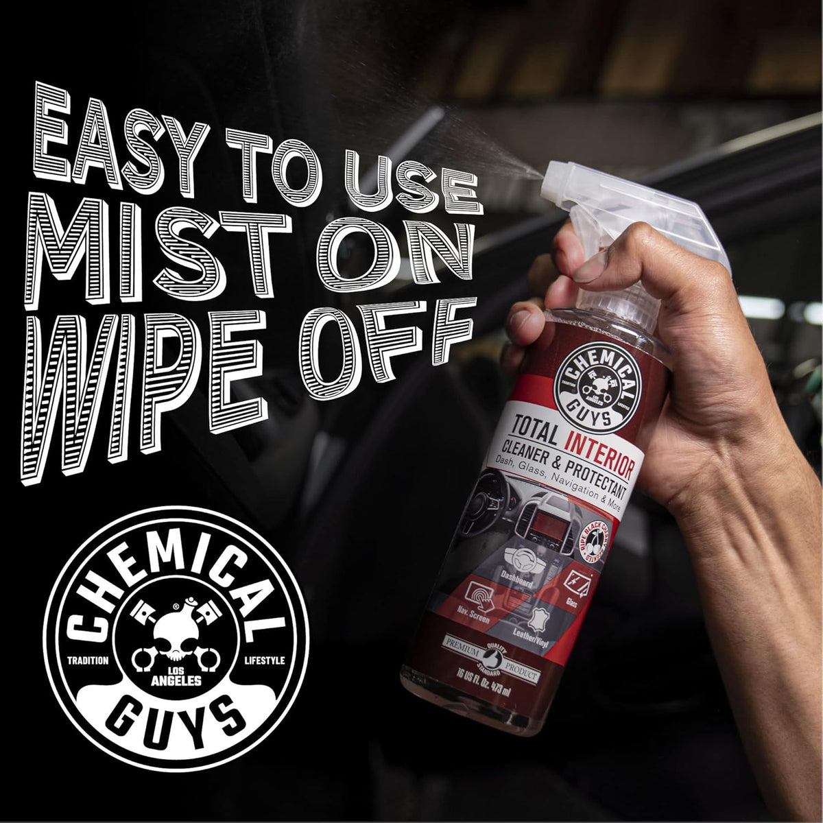 Chemical Guys Total Interior Cleaner & Protectant - Black Cherry, Car Cleaning Spray, Cleans and Protects Leather, Vinyl, Plastic, Rubber, and Glass