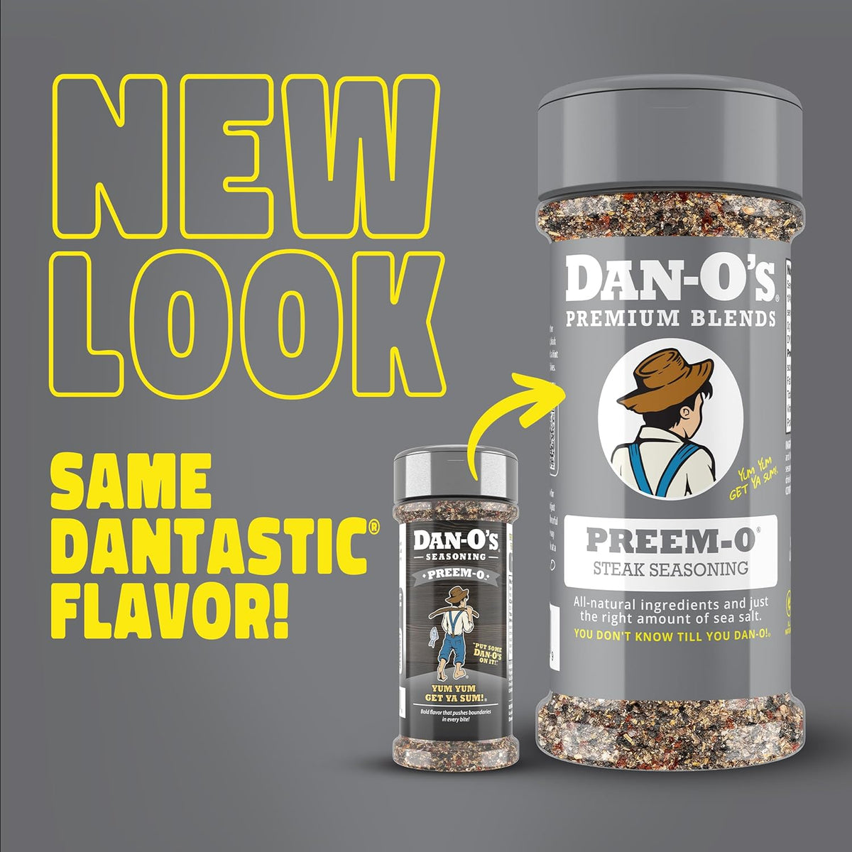 Dan-O's Preem-O Seasoning, 2.5 oz Bottle, Meat Seasoning for Steak, Ribs, Chicken, Brisket and More, Sugar Free, Zero Calorie, Use this Spice Blend