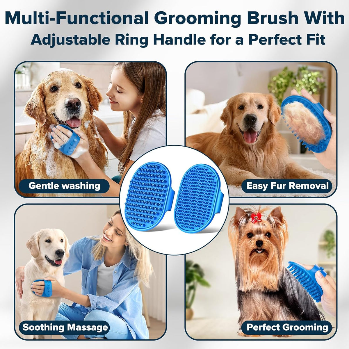6PCS Pet Grooming Kit for Dogs,Cats and Horses | Dog Washing Gloves | Dog Bath Brush | Dog Bath Gloves | Dog Shampoo Brush | Pet Grooming Gloves