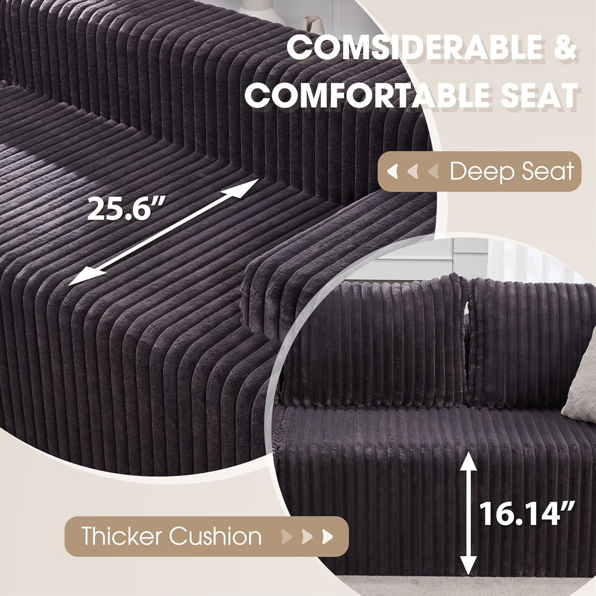 Hobestluk 96“ Modular Sectional Sofa Couches L-Shape Couch 3 Seat Modular Sofa Memory Foam Sectional Couches for Living Room, Cloud Couch with