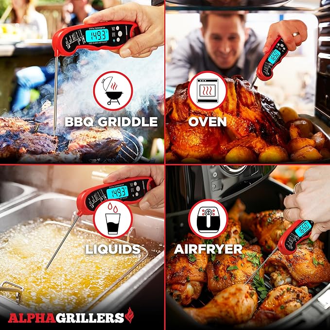 Alpha Grillers Meat Thermometer Digital - Instant Read Food Thermometer for Cooking and Grilling Gifts for Men Valentines Day Gifts for Him Her Mom