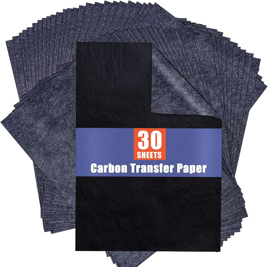 Carbon Paper for Tracing Graphite Transfer-Paper - PSLER 30 Pcs Black Graphite Paper for Tracing Drawing Patterns on Wood Projects Canvas Fabric