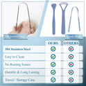 MasterMedi Tongue Scraper for Adults with Multicolor Travel Cases (2 Pack), 100% Stainless Steel, Reduce Bad Breath, Tongue Scrubber, Easy to Use
