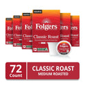 Folgers Classic Roast, Medium Roast Coffee, Keurig K-Cup Pods, 12 Count Boxes (Pack of 6)