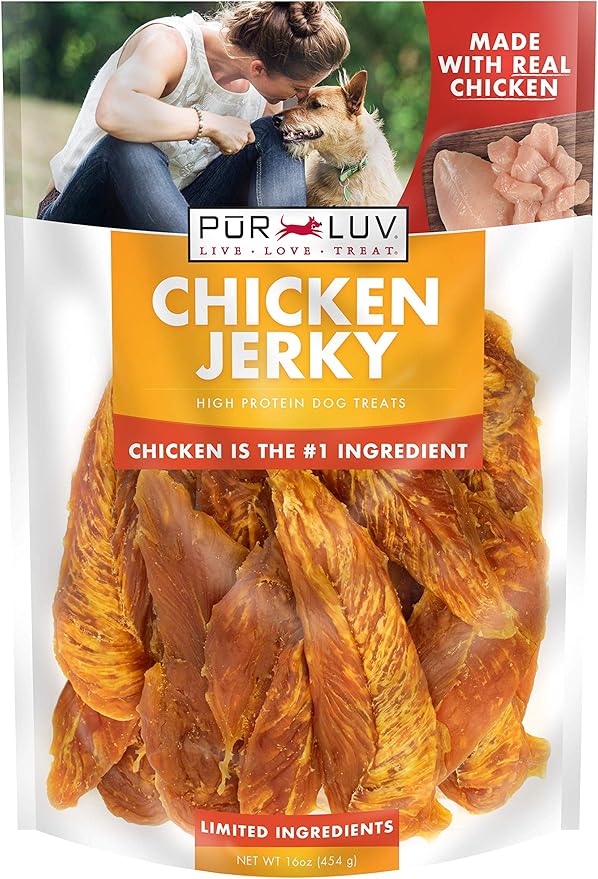 Dog Treats, Chicken Jerky for Dogs, Made with 100% Real Chicken Breast, 16 Ounces, Healthy, Easily Digestible, Long-Lasting, High Protein Dog Treat