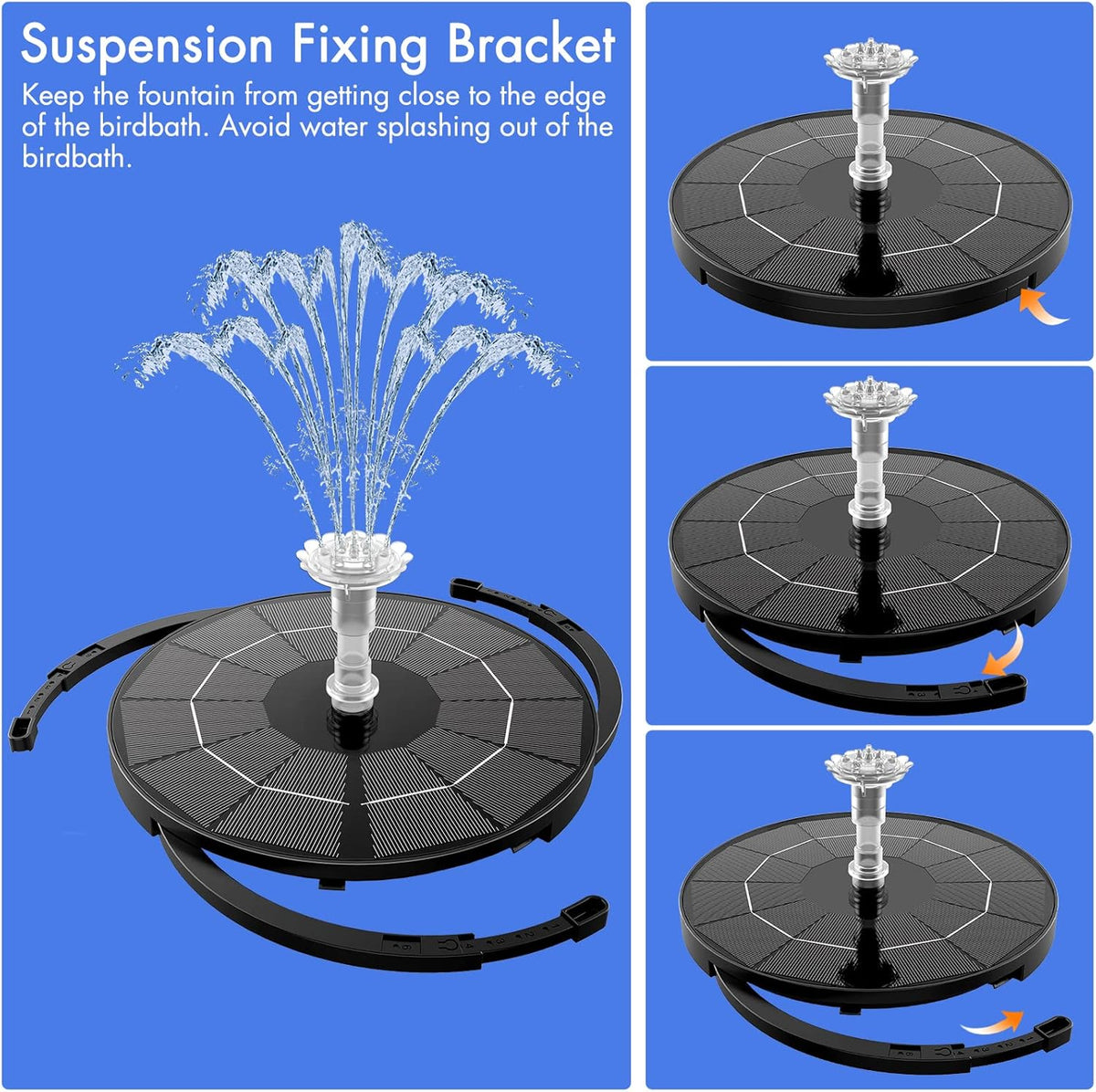 AISITIN 3.5W Solar Fountain Pump for Water Feature Outdoor DIY Solar Bird Bath Fountain with Multiple Nozzles, Solar Powered Water Fountain