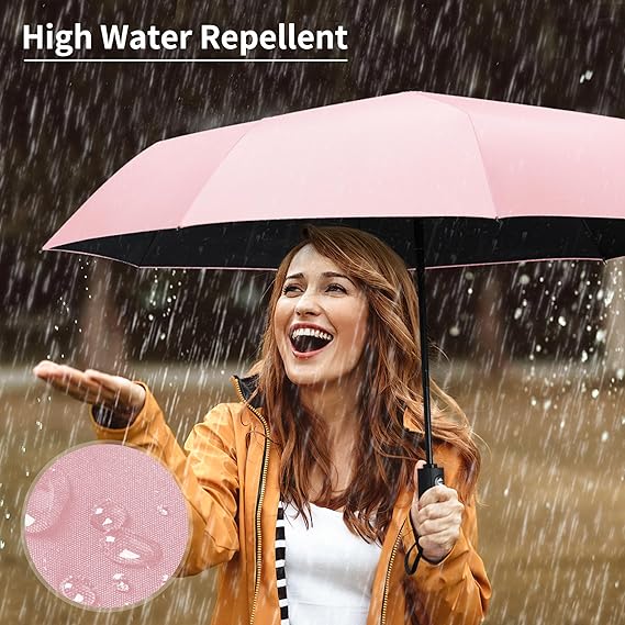 Seniny Windproof Travel Umbrella, Automatic Umbrellas for Rain, Portable & Compact Umbrellas for Backpack, Strong UV for Protection, Folding Small